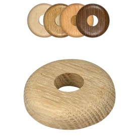 FUX Pack of 2 Single Heating Pipe Rosette, 15 mm - 22 mm, Pipe Cover, Cover Rosettes, Trim, Radiator Rosettes, Wood, Parquet, Wooden Rosettes (15 mm, Oak (Raw))