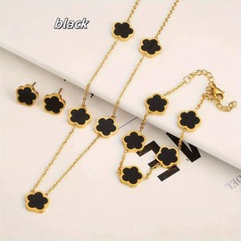 3 Pcs/Set of Unique and Elegant Flower Jewelry Set - Eternal and dazzling necklace, bracelet, and earrings, simple and fashionable style, suitable for all occasions lucky flower set, perfect gift creativity, can give it to your favorite person - Color: b