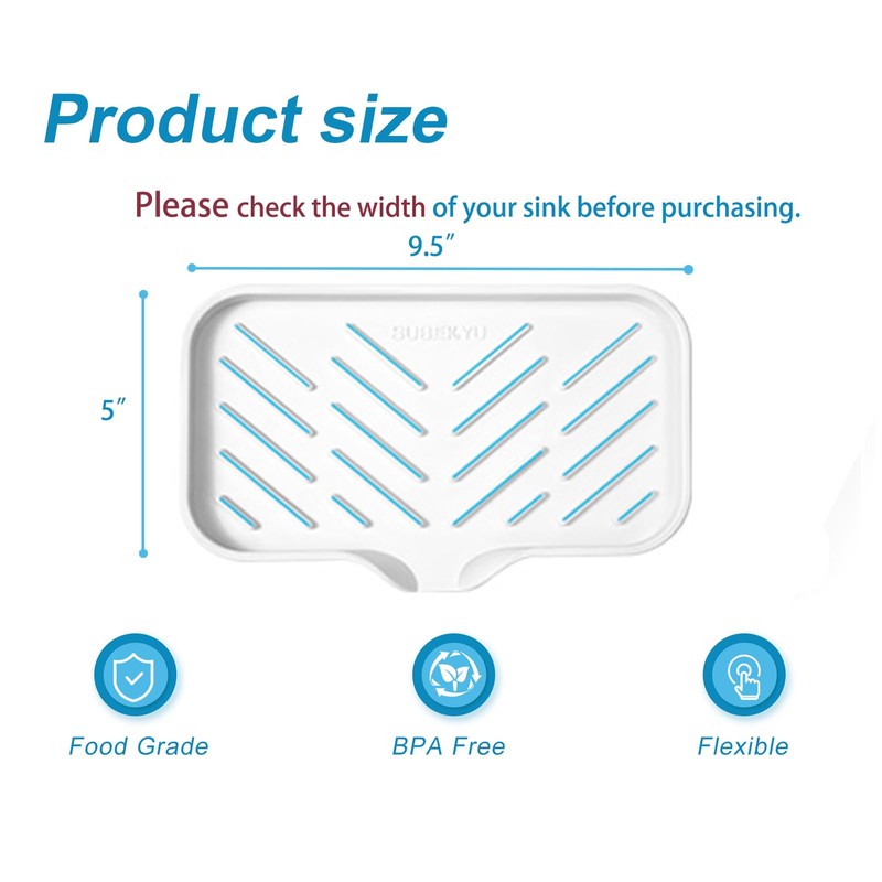 SUBEKYU Silicone Kitchen Soap Tray, Sink Tray for Kitchen Counter/Soap