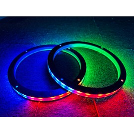 Sando Tech 2PCS 8" RGB + Dream Color Chasing Car LED Speaker Decorative Light Kit Flow Series Spacer Ring Light Fit for Car Truck Boat Bluetooth App and Remote Control (2)