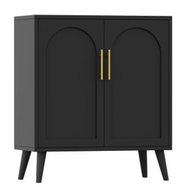 Rovaurx Storage Cabinet with Doors, Accent Bathroom Floor Cabinet, Modern Sideboard Buffet Cabinet for Living Room, Entryway, Dining Room and Kitchen, Black BMGZ108B