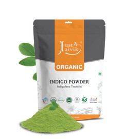 Just Jaivik 100% Natural Indigo Powder - 227 gms / 1/2 LB Pound / 08 Oz - Indigofera Tictoria- A 100% Natural Dye - Color your hair dark brown to black with Henna