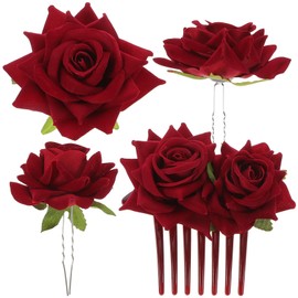 EXCEART Hair Pins, Hair Clips, U Pins, Comb Hairpins, Bridal Hair Ornaments, Roses, Flowers, Roses, Wedding Headdress, Floral Decoration, Hair Comb, Hair Clip, Hair Accessories, Bridal Wedding,