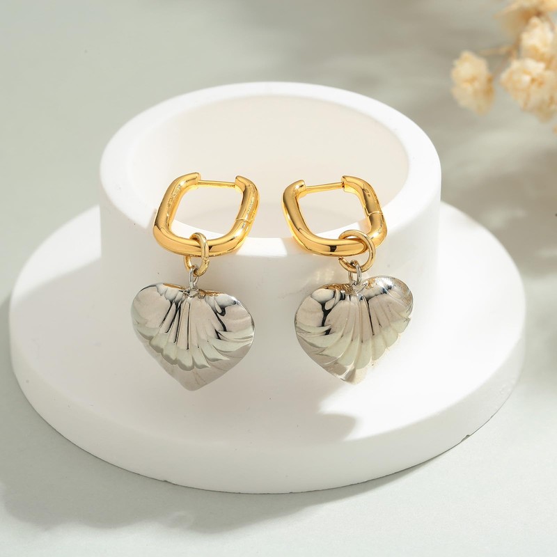 TOVABA Cute Heart Earrings for Women, Dainty Gold and Silver