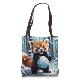Kawaii Red Panda in a Winter Setting V9 Tote Bag