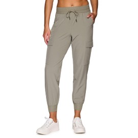 RBX Active Cargo Joggers for Women, Lightweight Stretch Woven Women's Cargo Pants for Casual Wear, Hiking, Workouts Smoke Sage M