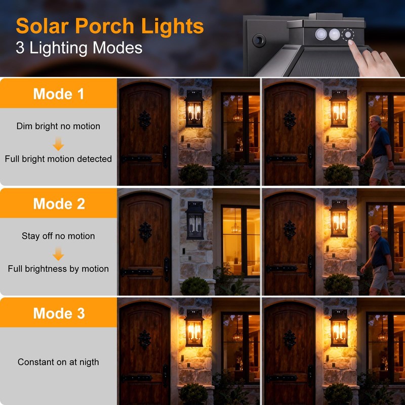 Solar Porch Lights Outdoor: Solar Wall Sconce Lights with Motion