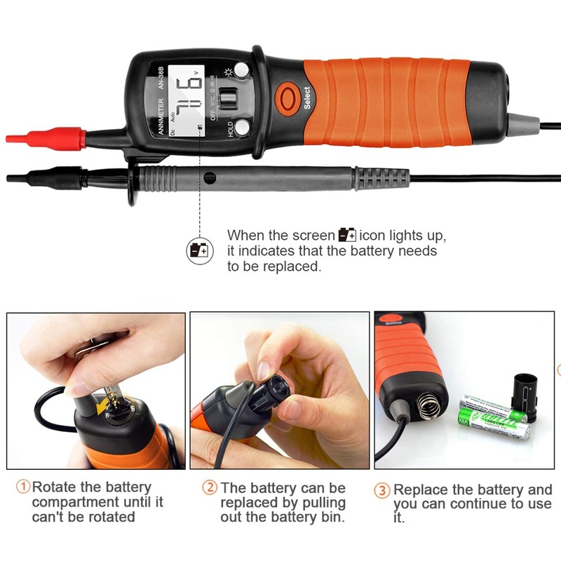 Pen Shape Multimeter - AC/DC Voltage 600V Tester, Resistance 20M