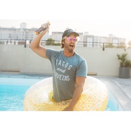 Mens Tacos and Cervezas Tee Taco Tuesday Cinco De Mayo Foodie Funny Drinking T Shirt for Vacation Beach Week Apparel Humor Graphic Novelty Top Heather Navy 3XL