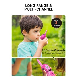 FOREDOM Rechargeable Walkie Talkies for Kids Walkie Talkies Long Range for Boy & Girl Age 3 to 12 Year Old Birthday Toys - 2 Pack Red