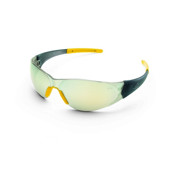 MCR Safety CK22Y Checkmate 2 Polycarbonate Banana Mirror Lens Safety Glasses with Bayonet Temple