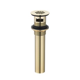 Solid Brass Vessel Sink Drain, 19 Holes Grid Drain Strainer Assembly with Overflow for Bathroom Sink, Brushed Gold Sink Drain, Not Pop Up Drain