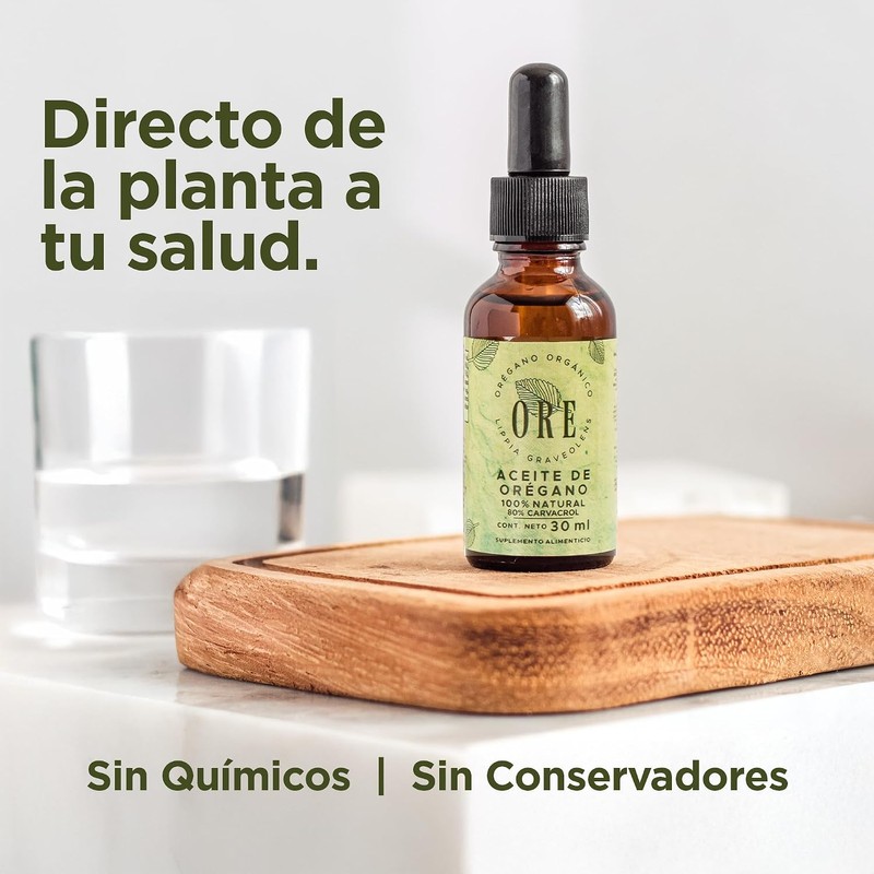 ORE Organic Oregano Oil Supplement, 100% Natural, 80% Carvacrol, Lippia