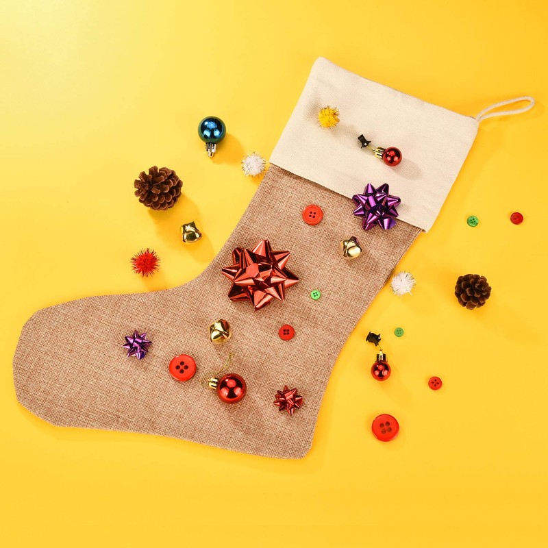 Sunshane Burlap Christmas Stockings Xmas Fireplace Hanging Stockings Decoration Stockings