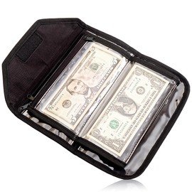 Sparkle Nook Money Organizer for Cash, Money Wallet Organizer for Cash, 6 Zippered Pocket Multipack Pouch, Money Envelopes for Cash, Cash Organizer for Budgeting, Cash Savings Organizer (Black)