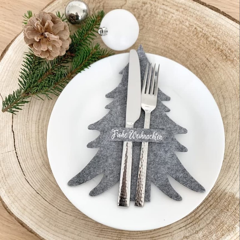 MKISHINE Christmas Decoration Cutlery Bag Table Decoration Felt Christmas Tree
