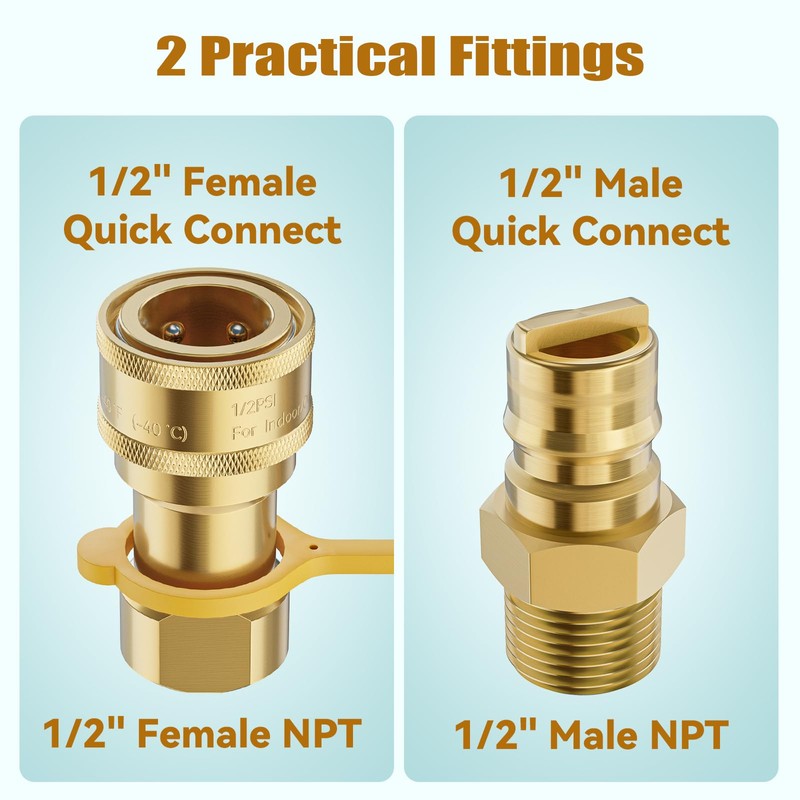 Rushare 1/2 Inch Natural Gas Quick Connect Fitting for Natural