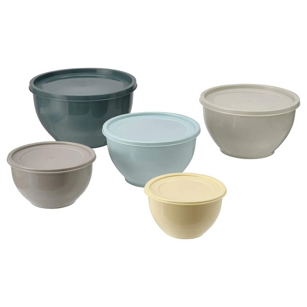 Ikea GARNITYREN/GARNITY REN: Bowl with Lid, Set of 5, Mixed Color (404.801.30)