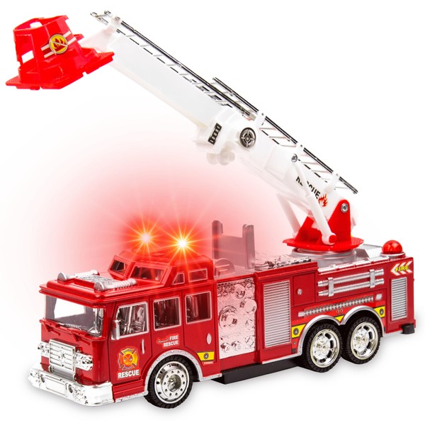 Toysery Fire Truck Toy with Flashing Lights & Siren Sounds