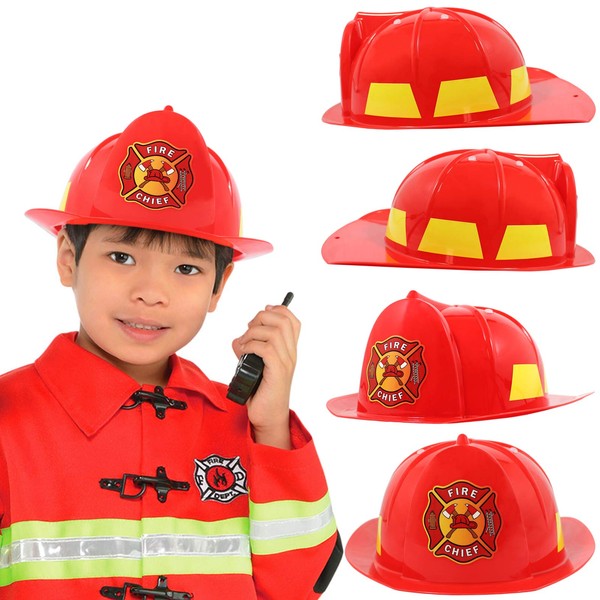 AnapoliZ Kids Firefighter Hat | Fire Chief Helmet for Kids | Children’s Fireman Helmet Costume Accessory | Fire Fighter Hard Plastic Hat | Deluxe Rigid Fireman Party Helmet