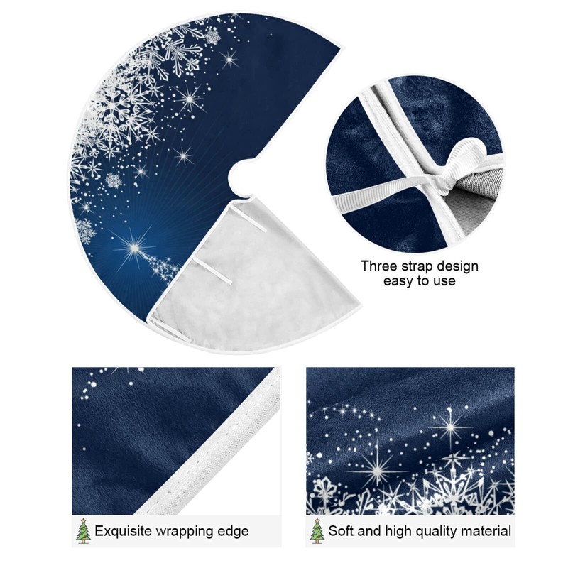 ATTX Winter Blue Snowflakes Tree Skirt Home Decoration Large Round