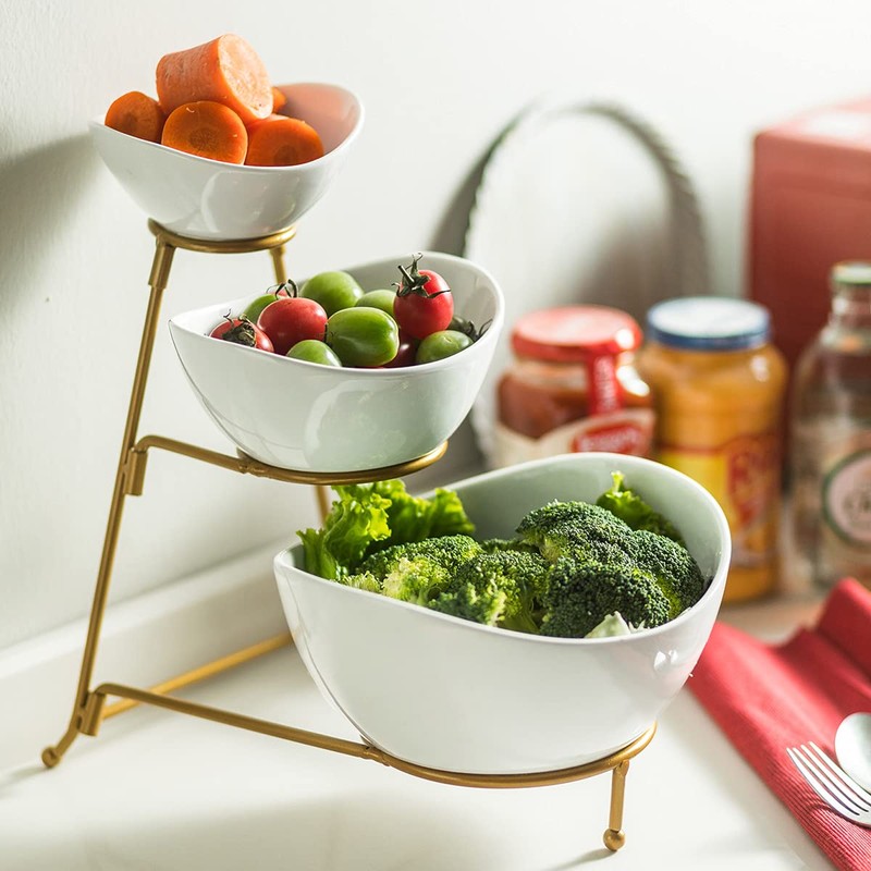 YHOSSEUN 3 Tier Serving Stand Oval Serving Bowl with Metal