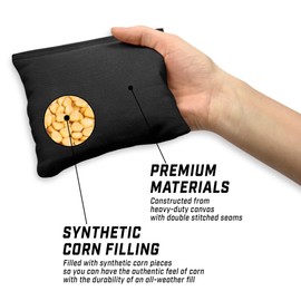 GoSports Cornhole Bean Bags Set of 4 - Regulation All Weather - Black