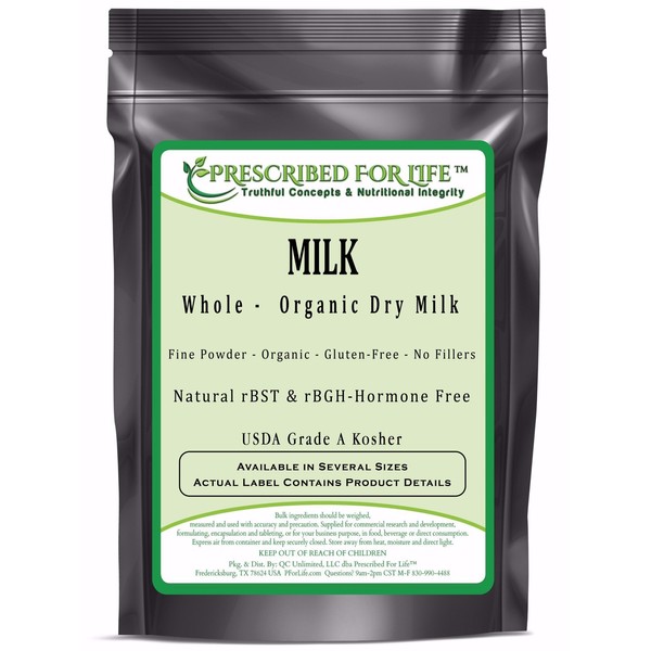Organic Dry Milk Powder | USDA Grade A Whole Milk rBST & rBGH Free, Non-GMO, Kosher | Shelf Stable Powdered Milk, 12 oz (340 g)