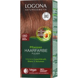 LOGONA Naturkosmetik Plant Hair Colour Powder 060 Nut Brown, Vegan & Natural, Brown Natural Hair Colour with Henna, Colouration, 100 g