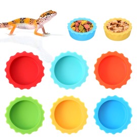 LXUEJEI 12Pcs Crested Gecko Food and Water Bowl, Reusable Silicone Feeding Dishes, Gecko Tank Accessories for Hermit Crab Tarantula Isopods Lizard Silicone Reptile Food Dish (6 Colors)