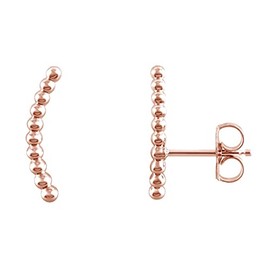 AFFY 14K Rose Gold Over Sterling Silver Beaded Ear Climbers Stud Earrings