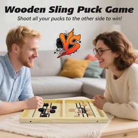 BAKAM Large Super Fast Sling Puck Game, Portable Table Hockey Game for Kids and Adults, Tabletop Slingshot Games Toys for Boys and Girls, Desktop Sport Board Game for Family Game Night Fun