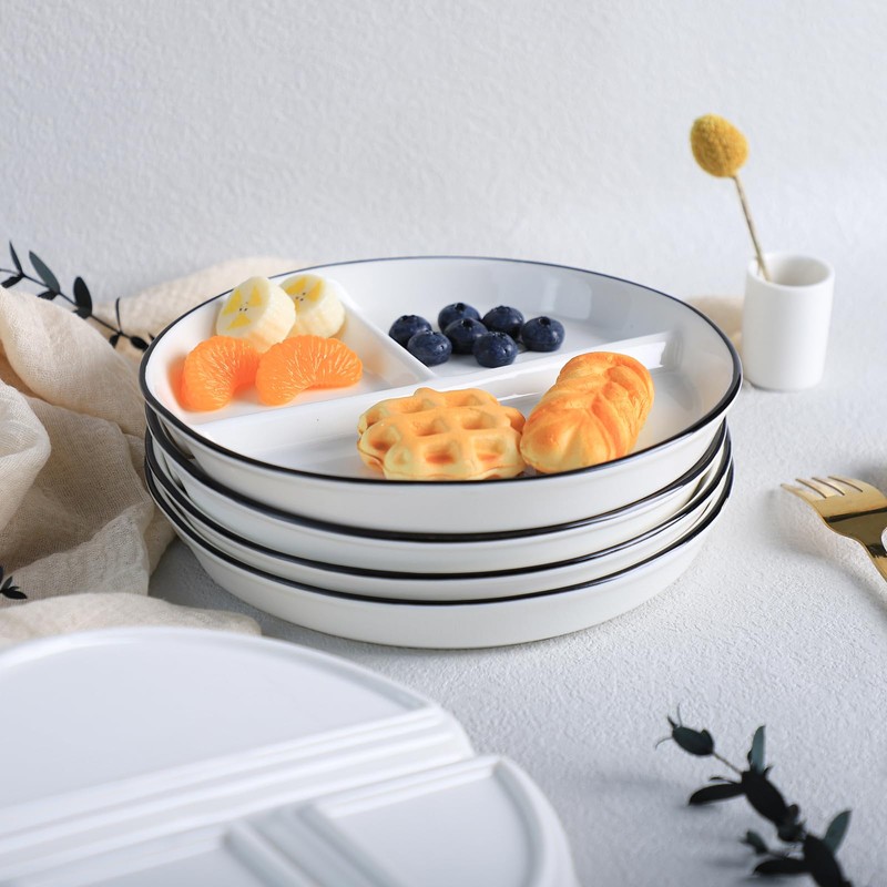 Bicuzat 1 PCS Ceramic Dinosaur Portion Control Plate Divided Dish