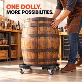 440 lb Adjustable Trash Can Dolly, 15-22.8 Inch Rolling Plant Caddy with 4 Locking Wheels, Black