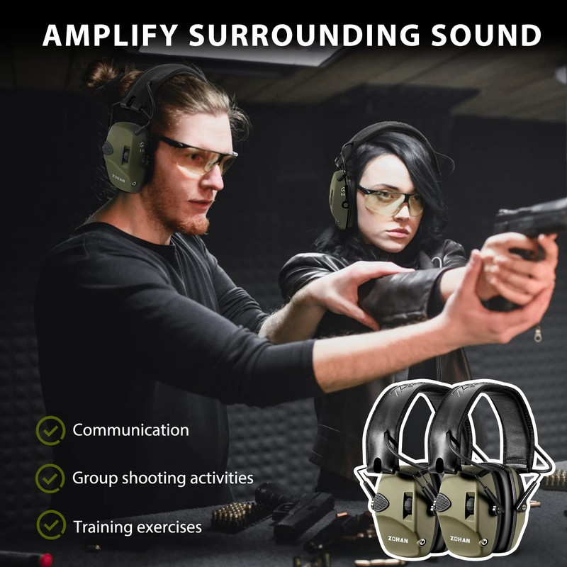 ZOHAN EM054 Electronic Shooting Ear Protection with 4X Sound Amplification