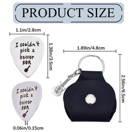 CRASPIRE I Couldn't Pick A Better Son Guitar Picks Word Keychain Stainless Steel Engraving Guitar Pick Holder Jewelry Gift Leather Guitar Themed Gifts Guitar Players Birthday