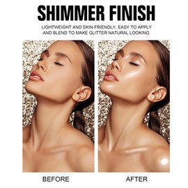 BEUKING Highlight Shimmer Powder Spray, Glitter High Gloss Diamond Powder, Long Lasting Lightweight Ultra-Fine for Festive Party Face Body Hair Daily Makeup (#01 Moonstone)