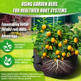 Sumloty - Bolsas de cultivo de 50 galones, camas de jardín elevadas de tela de 3 x 1 pies para exteriores, uso para hierbas, transpirable y resistente, contenedor redondo para cultivo de plantas