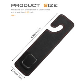 Flaconi 2PCS Aufbewahrungshaken Auto,Leder Aufbewahrungshaken,Auto Lagerung Haken,Haken für die Kopfstütze im Auto,Haken für die Kopfstütze des Rücksitzes (2 Stücke,Schwarz)