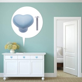 NAKUPENDA Pack of 6 Furniture Knobs Heart Shape Ceramic Cabinet Drawer Knobs Ceramic Heart Shape Handles with Screws for Children's Room Kitchen Cupboards Bookcase (Light Blue)