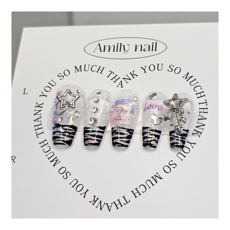 Beautiful Girl Transparent [Handmade Nail Tips] Emily Nail - Almond