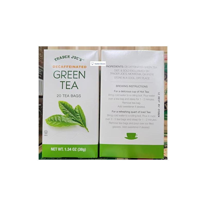 Trader Joe's Decaffeinated Green Tea 1.34oz 38g (Two Boxes)
