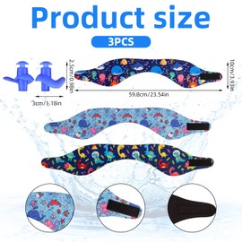 Pack of 3 Swimming Headbands, Waterproof Swimming Ear Band, Diving Ears, Protection Hairband, Swimming Band, Ear Band for Children and Adults for Swimming and Surfing with 3 Pairs of Swimming Ear