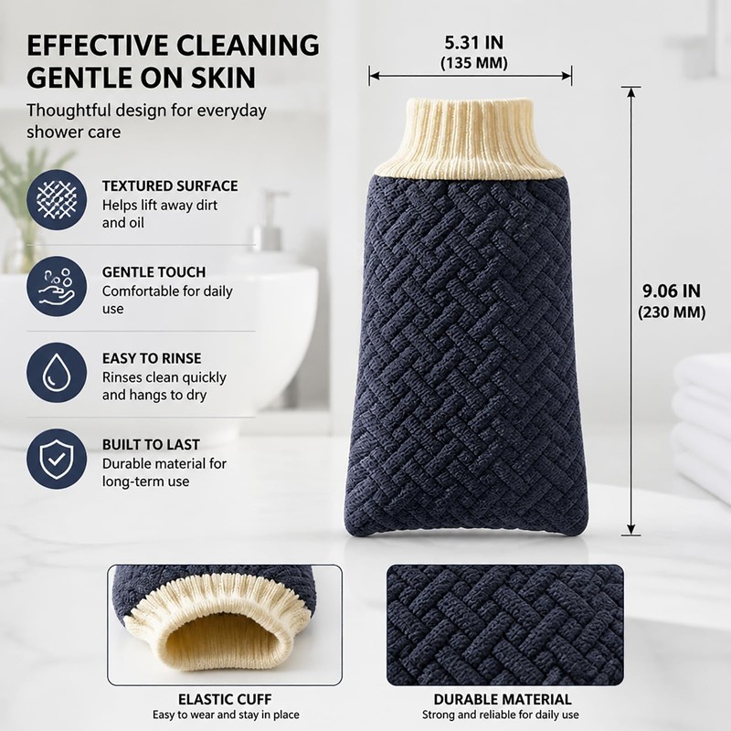 Bathtub Essentials Combo - Anti-Slip Bath Mat - Exfoliating Cloth