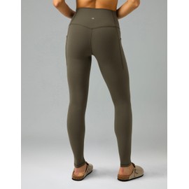 Colorfulkoala Women's Dreamlux Workout Leggings with Pockets High Waisted 28" Inseam Full Length Yoga Pants (M, Olive)