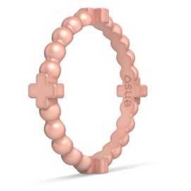 Enso Rings Stackable Beaded Silicone Wedding Ring – Hypoallergenic Unisex Stackable Wedding Band – Comfortable Minimalist Band – Cross-Metallic Rose Gold-Colored (Cross)-Size 10
