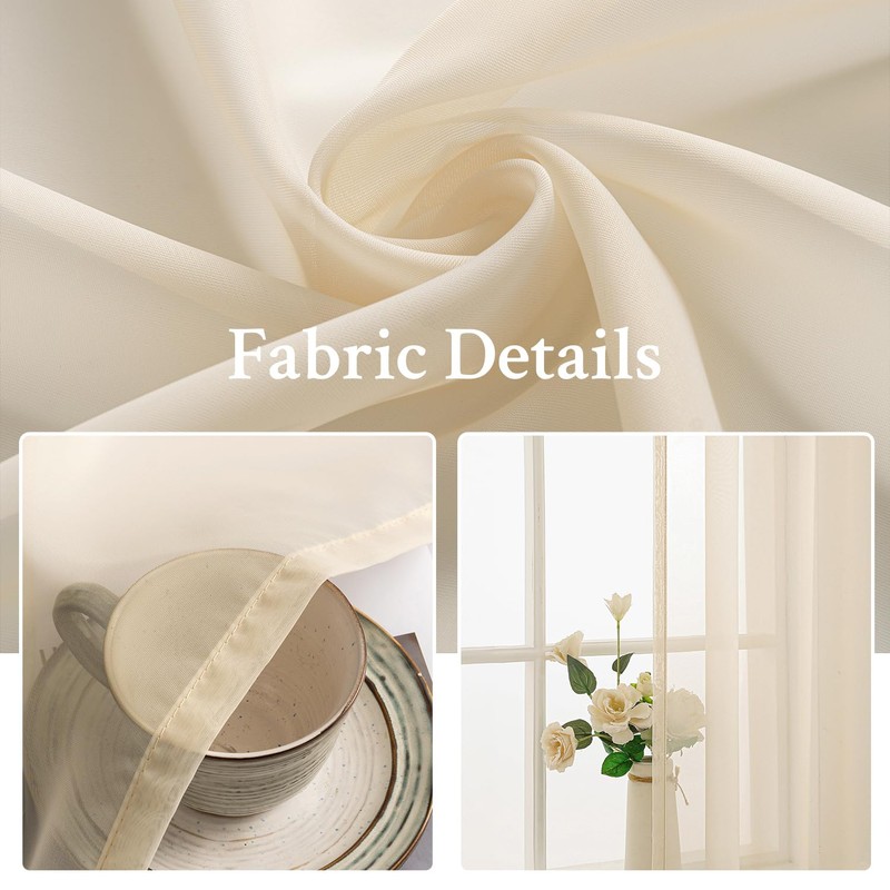 MIULEE 2 Panels Solid Color Sheer Window Curtains Elegant Window