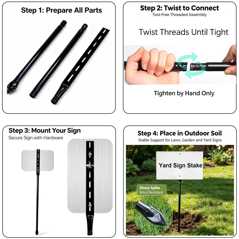 Bstersign 2Pack Heavy Duty Yard Sign Stakes, 52-Inch Long and