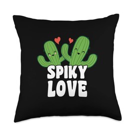Kaktus Geschenk für Frauen Spiky Love Cactus Throw Pillow, 18x18, Multicolor