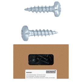 HELPMATE - Wood Connector Screws 4.0 x 16 Galvanised - Pack of 250 Universal Screws with PZ2 Drive and Full Thread - For Attaching Fittings to Wood